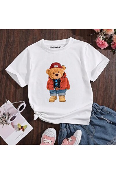playwear Детска унисекс тениска с кръгло деколте, 100% памук, със сладък прин...