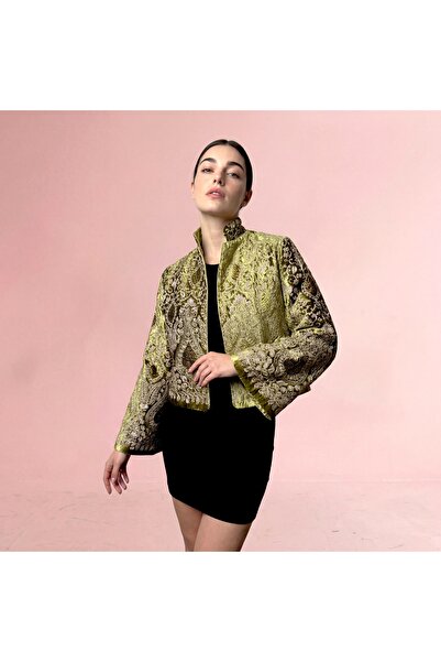 FAAYRA fashionhouse ceket yeşil kadife velvet ceket 36-40