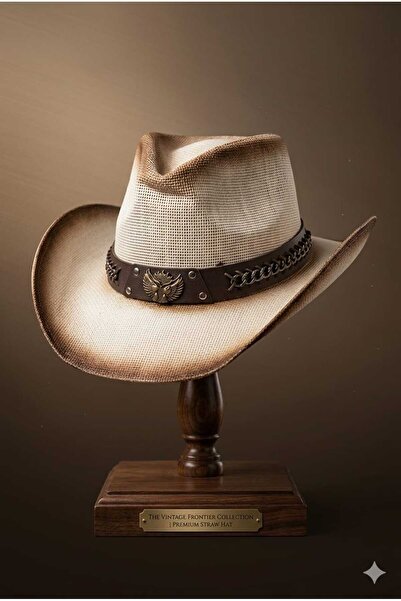 WOHOME Καπέλο Καουμπόι από Ψάθα Υψηλής Ποιότητας - Καπέλο Γουέστερν με Αντίκε...