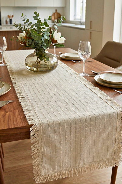 OTEXSA Διακοσμητικό τραπεζομάντιλο αμερικάνικου στυλ, φυσικό, premium, με τετ...