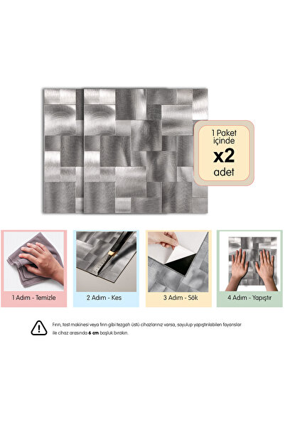 Stickez Tiles 3D Kendinden Yapışkanlı Metal Kompozit Duvar Karosu 30 cm x 30 ...