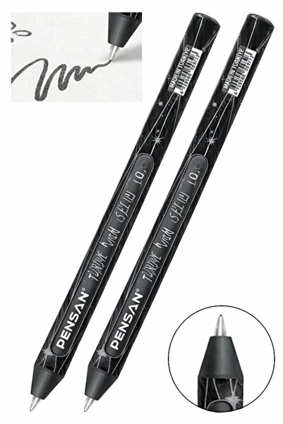 Artlantis قلم حبر جاف أسود لامع 2 قطعة من Pensan Jely Simli Pilot Pen، مقبض م...