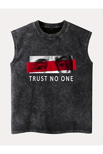 CLASSY.MODA Unisex Αμάνικο Υπερμεγέθες T-Shirt με στάμπα, Πλενόμενο, Street S...