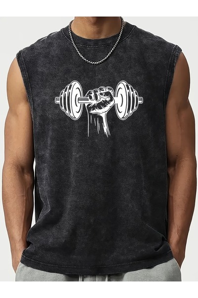 CLASSY.MODA Unisex Αμάνικο Υπερμεγέθες T-Shirt με στάμπα, Πλενόμενο, Street S...