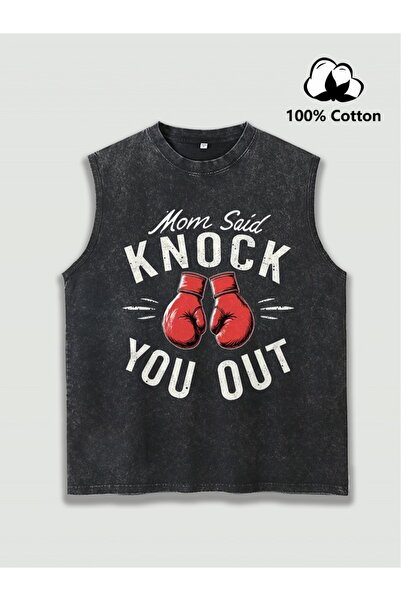 CLASSY.MODA Unisex Αμάνικο Υπερμεγέθες T-Shirt με στάμπα, Πλενόμενο, Street S...