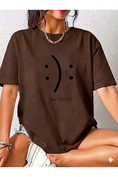 WOODROFFE Γυναικείο μπλουζάκι με στάμπα You Dehice 'Hangisisin' σε φαρδιά γραμμή