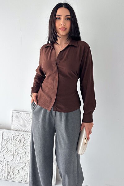 Noa&Noa Γυναικεία μπλούζα με διπλό γιακά – Κομψό βασικό πουκάμισο με λαιμόκοψη V