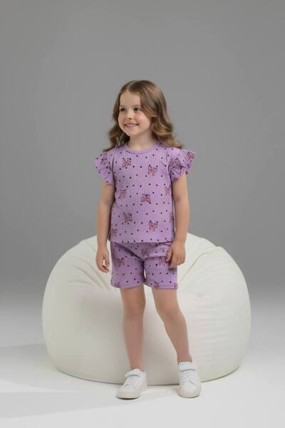 Yağmur Giyim PJKSKT Σετ κοντομάνικο για κορίτσια με σχέδιο καρδιάς και φιόγκο...