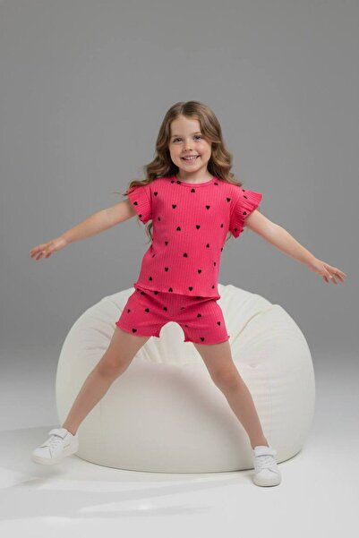 Yağmur Giyim PJKSKT Σετ κοντομάνικο για κορίτσια με σχέδιο καρδιάς, ρουχισμέν...