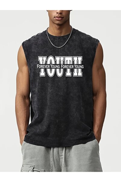 CLASSY.MODA Unisex Αμάνικο Υπερμεγέθες T-Shirt με στάμπα, Πλενόμενο, Street S...