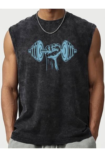 CLASSY.MODA Unisex Αμάνικο Υπερμεγέθες T-Shirt με στάμπα, Πλενόμενο, Street S...