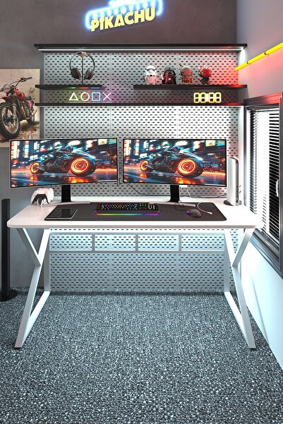 TEKATEL Oyuncu Masası Gaming Masa Bilgisayar Masası Metal ayaklı Çalışma, Ofi...