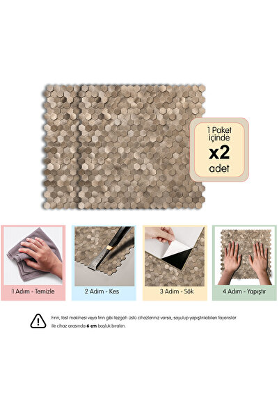Stickez Tiles 3D Kendinden Yapışkanlı Metal Kompozit Duvar Karosu 30,68 cm x ...