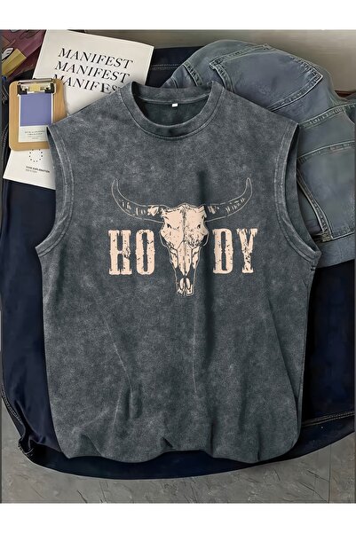 CLASSY.MODA Unisex Αμάνικο Υπερμεγέθες T-Shirt με στάμπα, Πλενόμενο, Street S...