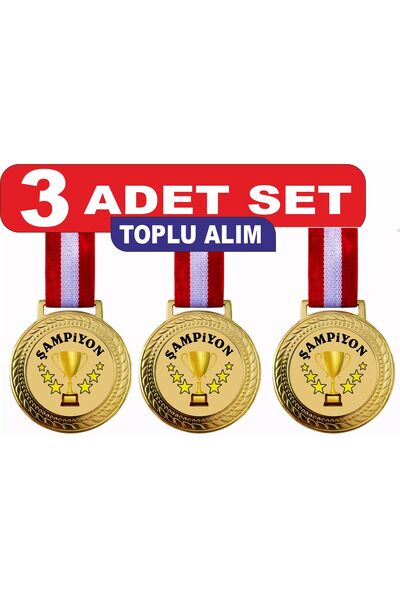 Miro Toys 3 τεμάχια Μετάλλια Πρωταθλητών – Σετ Βραβείων με Χρυσές Κορδέλες, Μ...