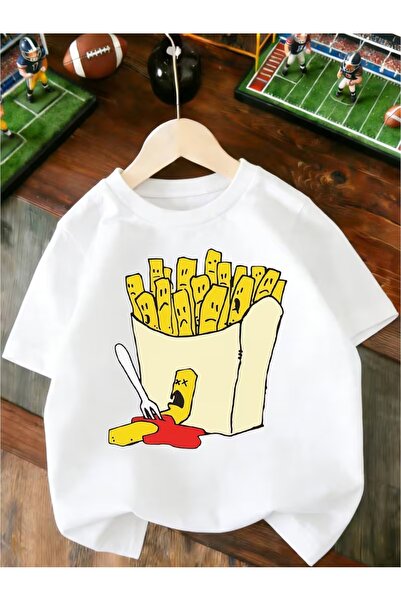 AEMİ Tricou unisex cu imprimeu cu cartofi, supradimensionat, cu gât rotund