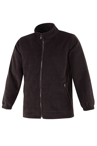 İŞMONT Ανδρικό μαύρο παλτό από φλις με φερμουάρ, τσέπες, ρυθμιζόμενο κορδόνι,...