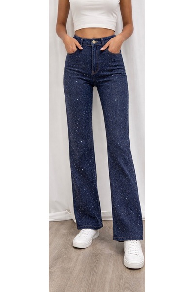 Bonne Maison Γυναικείο τζιν παντελόνι Jean Yüksel με ψηλή μέση Palazzo Lycra ...