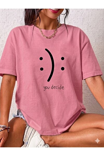 WOODROFFE Γυναικείο μπλουζάκι με στάμπα You Dehice 'Hangisisin' σε φαρδιά γραμμή