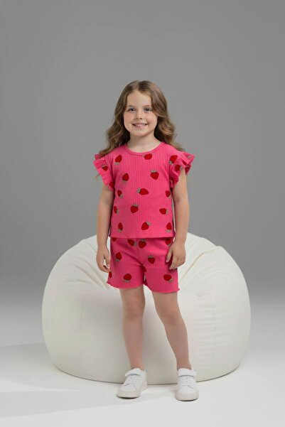 Yağmur Giyim PJKSKT Κοντομάνικο σετ για κορίτσια με βολάν από ύφασμα με σχέδι...