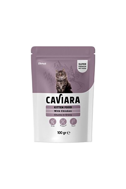Caviara طعام رطب للقطط الصغيرة من العلامة التجارية كافيارا بنكهة الدجاج بقطع ...