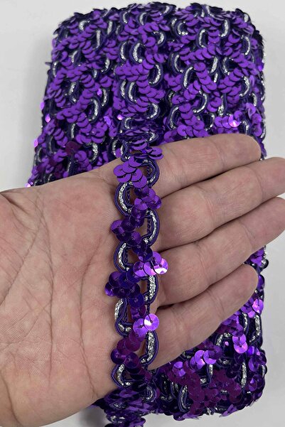 Hobigram Panglică decorativă cu paiete Veroia violet închis – Ornament artiza...