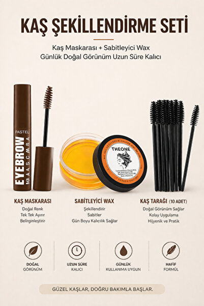 Pastel Kaş Şekillendirme Seti Doğal Renkli Kaş Maskarası ve Sabitleyici Kaş W...