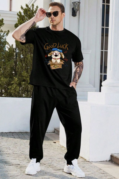 Joetsu Καλή τύχη Τυπωμένο T-shirt - Σετ αθλητικής φόρμας Jogger T-shirt με λα...