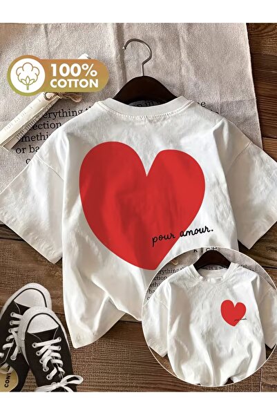 AEMİ Μπλουζάκι Unisex Pour Amour με στάμπα και λαιμόκοψη ποδηλάτου σε μεγάλο ...