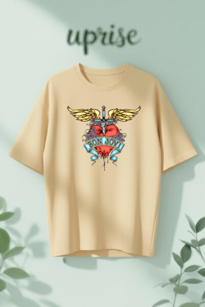 Vordevia Μπλουζάκι Bon Jovi με στάμπα από βαμβάκι σε oversized γραμμή