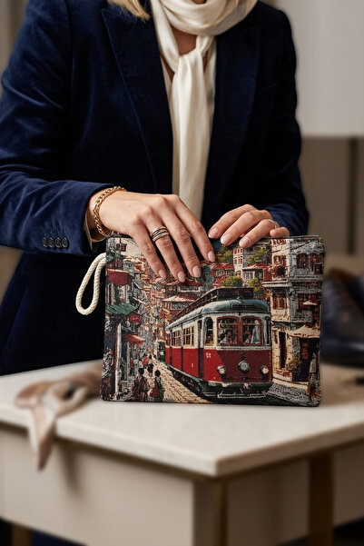 CLUTCH Istanbul Tram Patterned Tapestry Wallet / Handbag – Zippered Organizer...