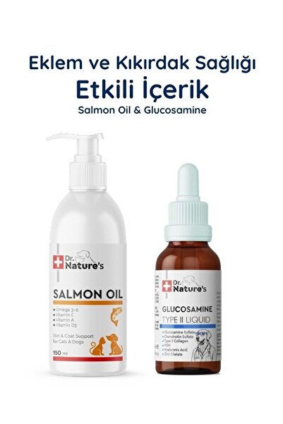 Dr. Nature's Köpek Glukozamin Damla + Somon Yağı Omega 3 Seti – Eklem ve Hare...
