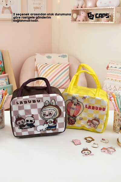 caps office Labubu Beslenme Çantası 22x11x18 cm | Isı Yalıtımlı Termal Lunch ...