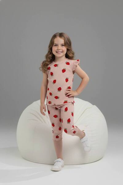 Yağmur Giyim PJKSKT Σετ κοντομάνικο για κορίτσια με βολάν από ύφασμα με σχέδι...