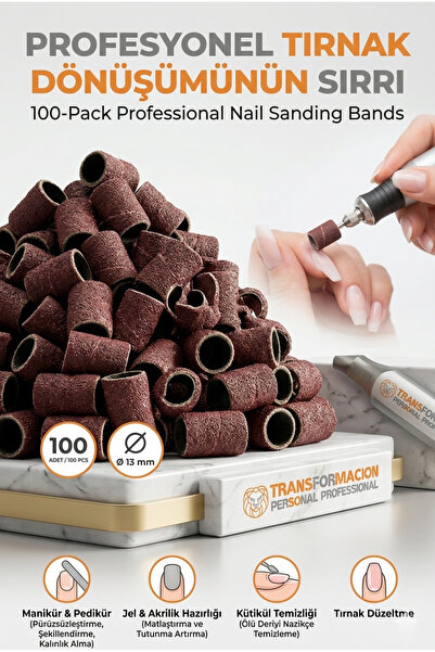 Transformacion 100 adet 13 mm Tırnak Zımparası Manikür Pedikür Yüzük Zımpara ...