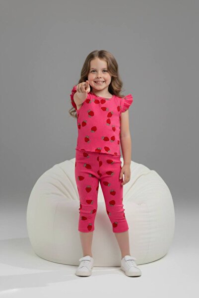 Yağmur Giyim PJKSKT Σετ κοντομάνικο για κορίτσια με βολάν από ύφασμα με σχέδι...