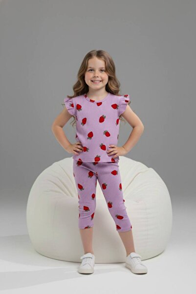 Yağmur Giyim PJKSKT Σετ κοντομάνικο για κορίτσια με βολάν από ύφασμα με σχέδι...