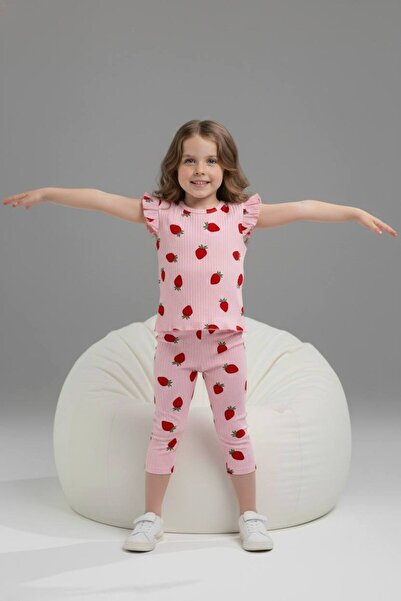 Yağmur Giyim PJKSKT Σετ κοντομάνικο για κορίτσια με βολάν από ύφασμα με σχέδι...