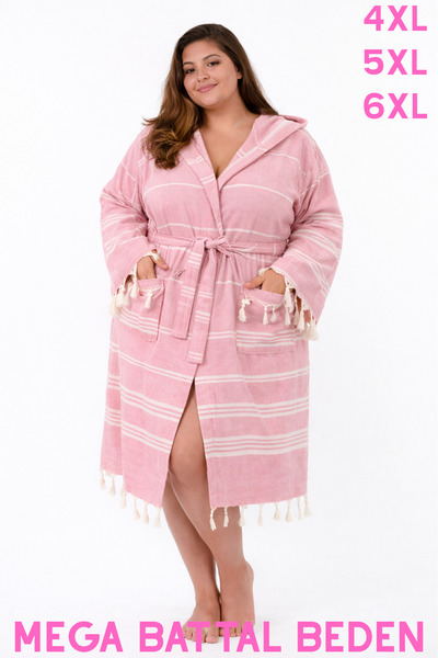 MODELHOME Βαμβακερό ροζ χρώμα, μεγάλο μέγεθος, ρόμπα με κουκούλα, φόρεμα και ...