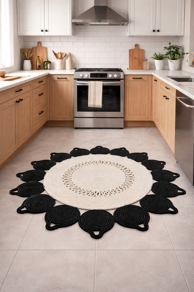 ÖZİMA CONCEPT Su Damlası Jüt Kilim, Paspas, Mutfak Halısı, Banyo Paspası, Otu...