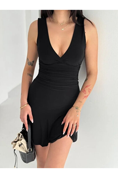 DRESSIFY WOMEN’S FASHION Μίνι φόρεμα με βαθύ V-λαιμόκοψη και ανοιχτή πλάτη, κ...