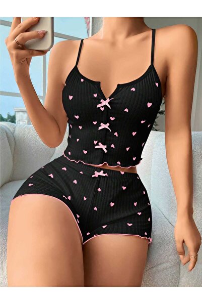 Viselya Σετ Νυχτικό με Σχέδια και Σορτς Πιτζάμα με Τιράντες