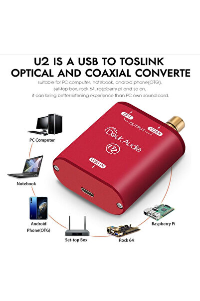 Douk Audio U2 Μετατροπέας USB XMOS XU208 Ψηφιακή Διεπαφή TOSLINK
