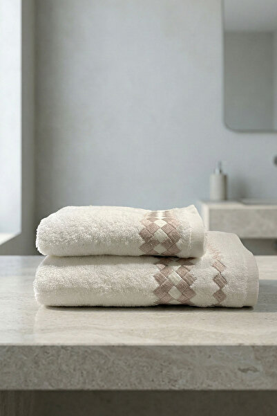 Nazik Home Πετσέτα προσώπου με κέντημα Benita Herringbone (50 x 90 εκ.)