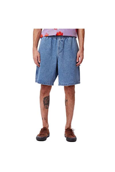 Obey Εύκολα τζιν σορτς τύπου carpenter, ανοιχτό ίντιγκο, L