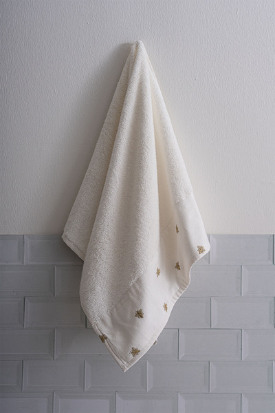 Nazik Home Πετσέτα μπάνιου Bee Life με κέντημα μέλισσας (90 x 150 εκ.)