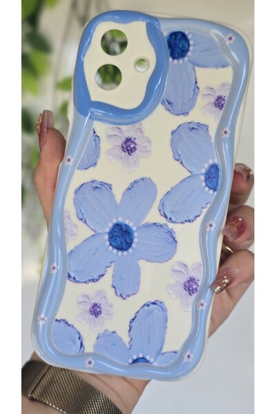 Samsung Galaxy A07 Case Pastel Blue Daisy Pattern Camera Protected Color Silicone Cover