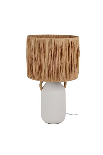 Koopman Επιτραπέζιο φωτιστικό Boho, με χάρτινο αμπαζούρ και κεραμική βάση, λε...