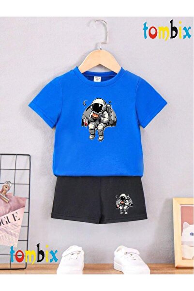tombix Astronaut Printed T-Shirt Shorts Summer Children's Set