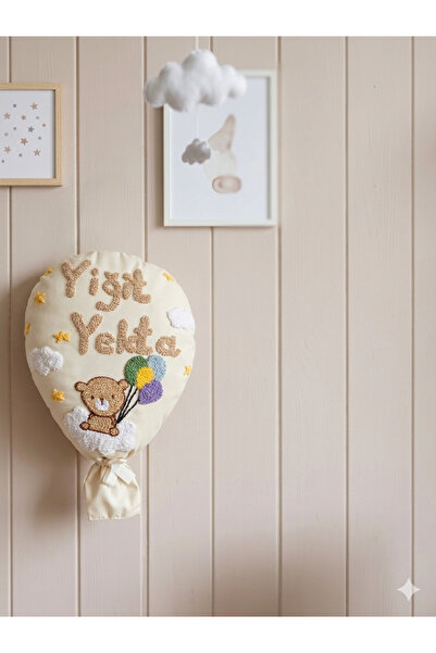 Handmade Punch Nakışlı Kişiye Özel Bebek Odası Balon Yastık Kılıfı- Ayıcıklı ...